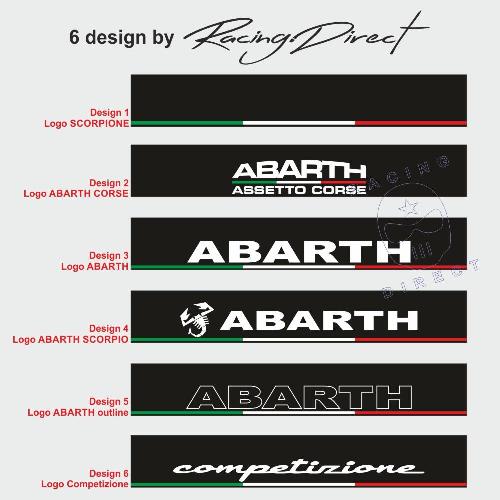 FIAT ABARTH Windschutzscheibe aufkleber 6 design mit tricolor Streifen FIAT ABARTH
