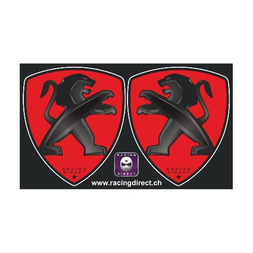 Lotto di 2 adesivi Peugeot Sport neri e rossi PEUGEOT
