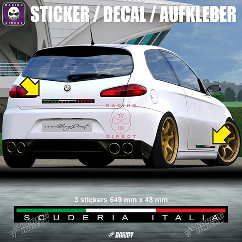 Lot de 3 sticker SCUDERIA ITALIA 65 cm ALFA ROMEO