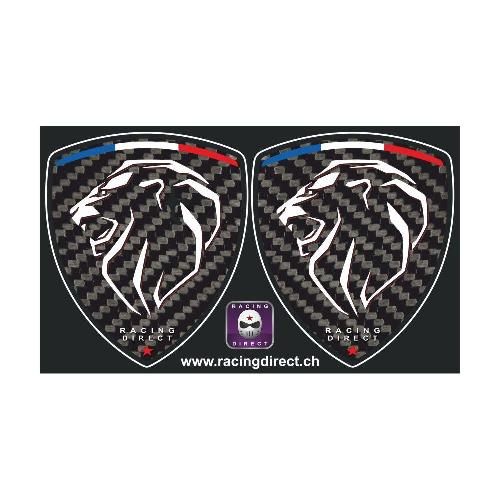 Lot de 2 sticker Lion Peugeot look carbone PEUGEOT